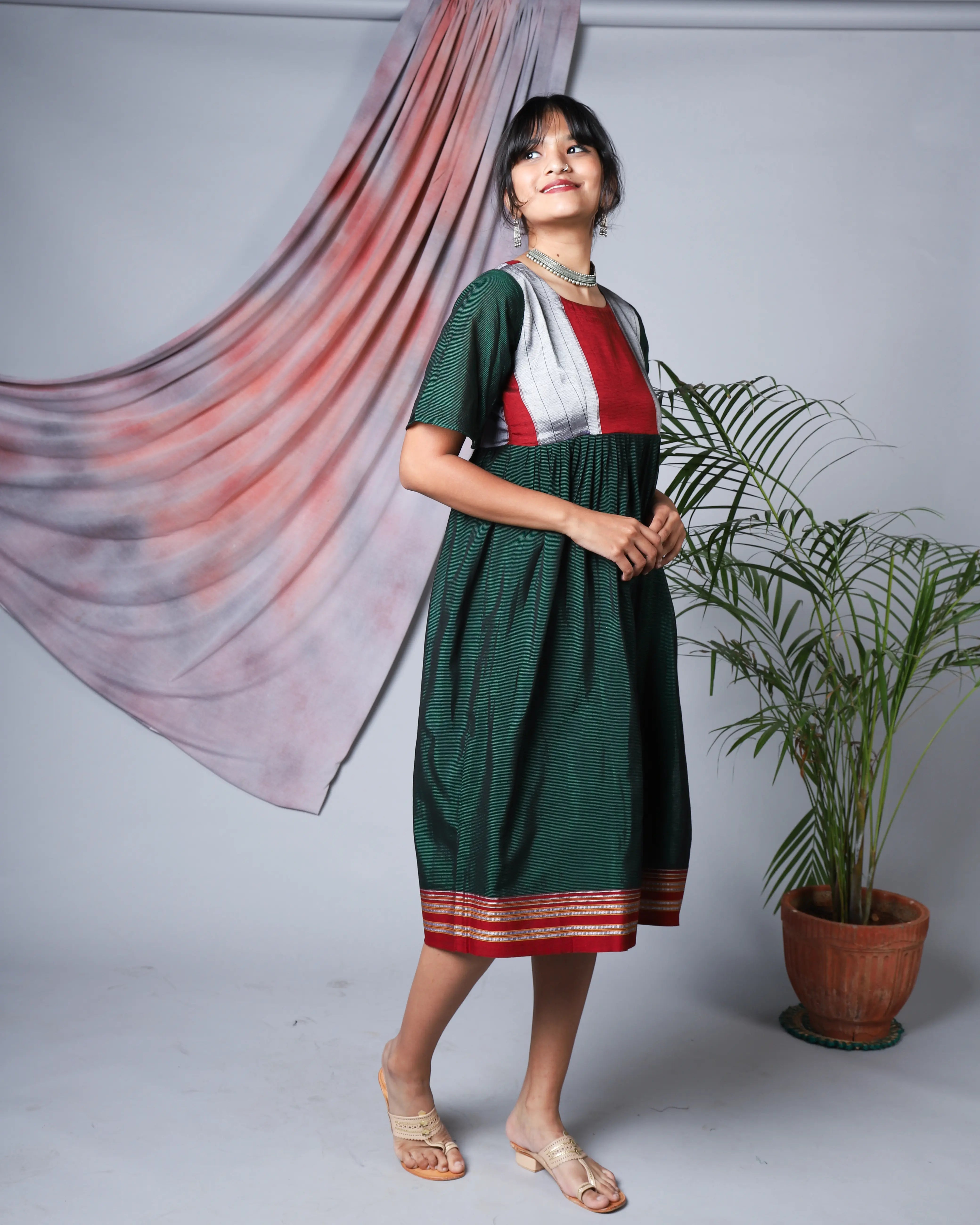 NEERAJA EMPIRE LINE ILKAL DRESS WITH BELL SLEAVES