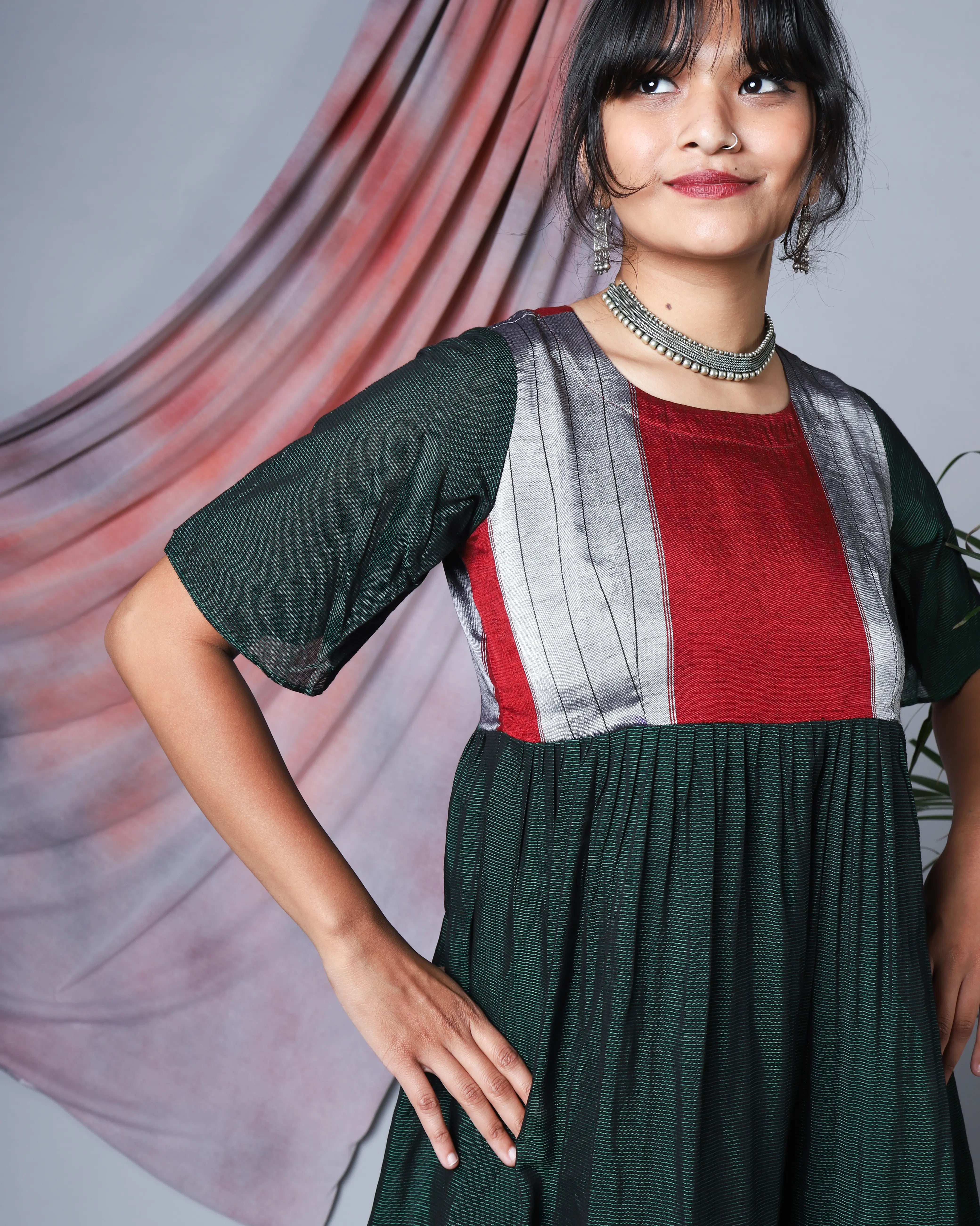 NEERAJA EMPIRE LINE ILKAL DRESS WITH BELL SLEAVES
