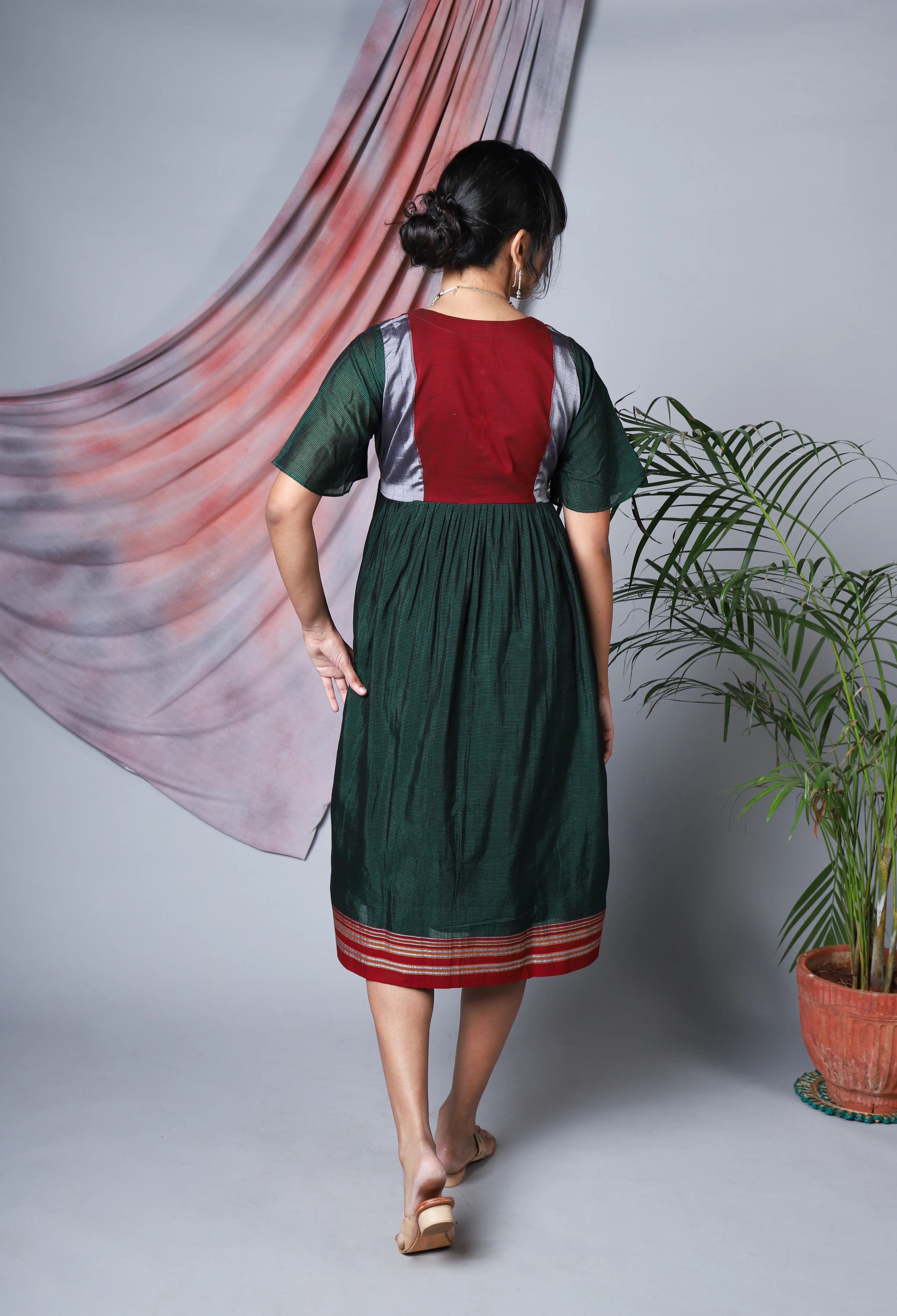 NEERAJA EMPIRE LINE ILKAL DRESS WITH BELL SLEAVES