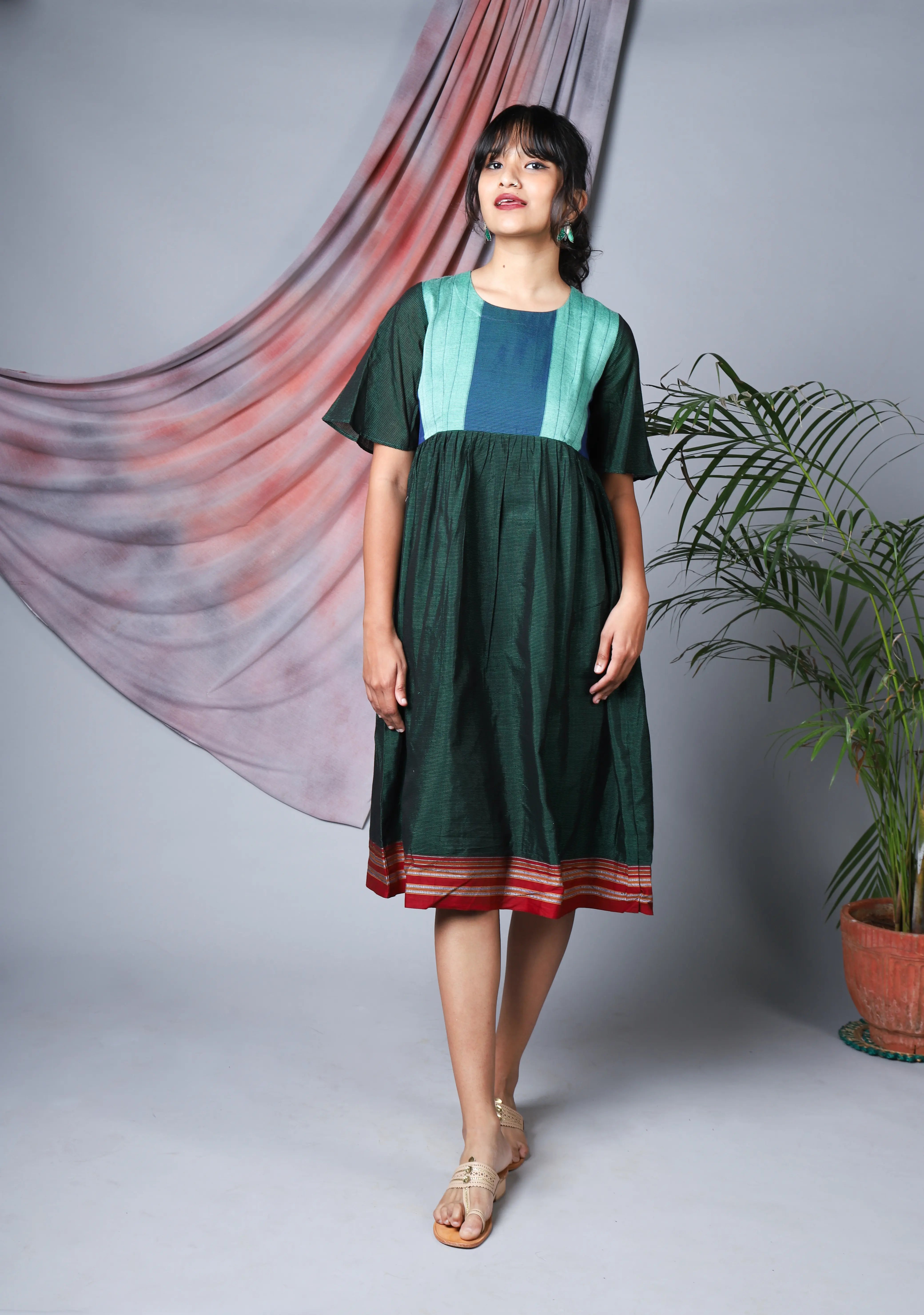 neeraja-empire-line-ilkal-dress-with-bell-sleaves-2