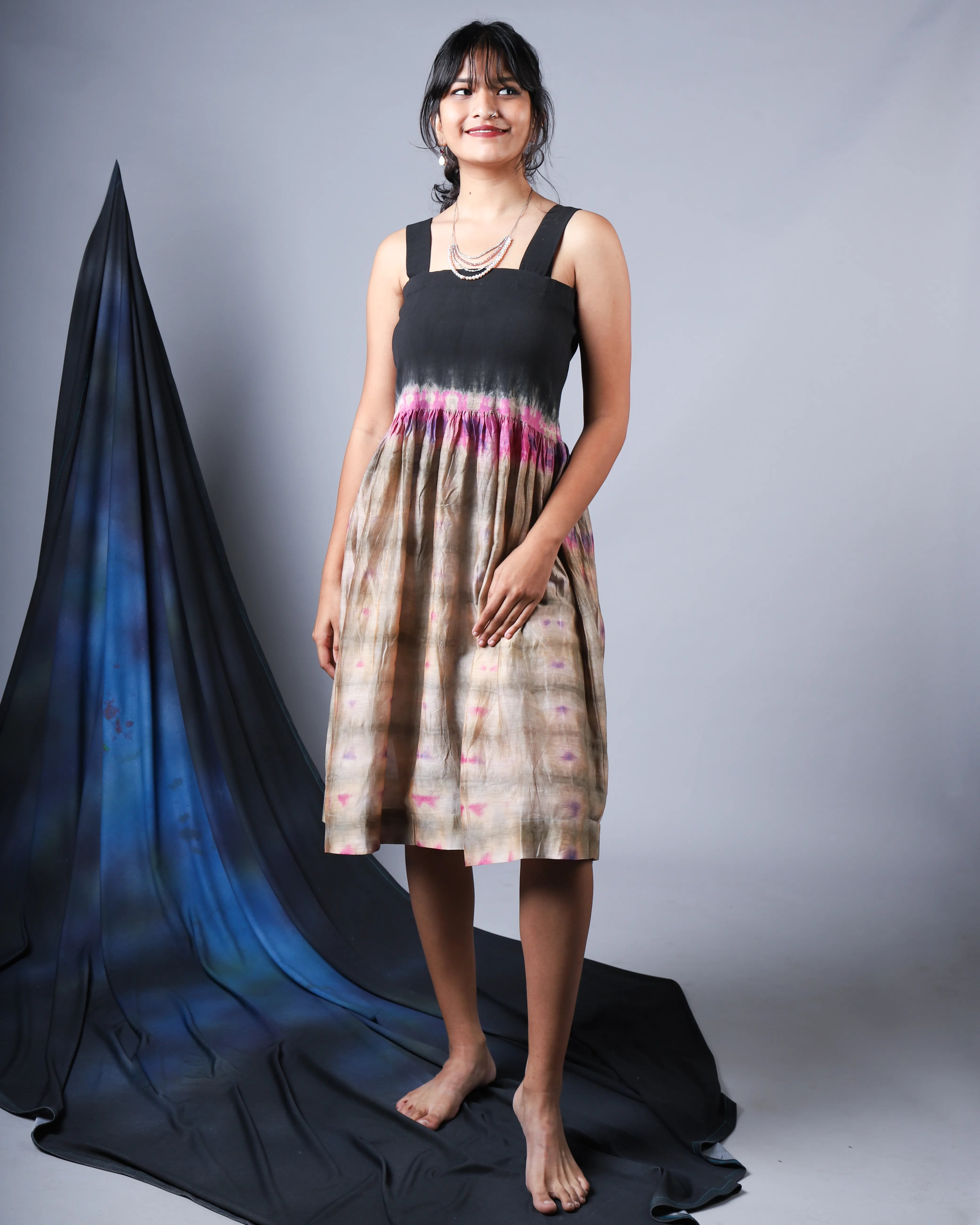 Katun Anmol Collection - Tie and Dye Printed Kora Chanderi Fabric with Lycra Weave