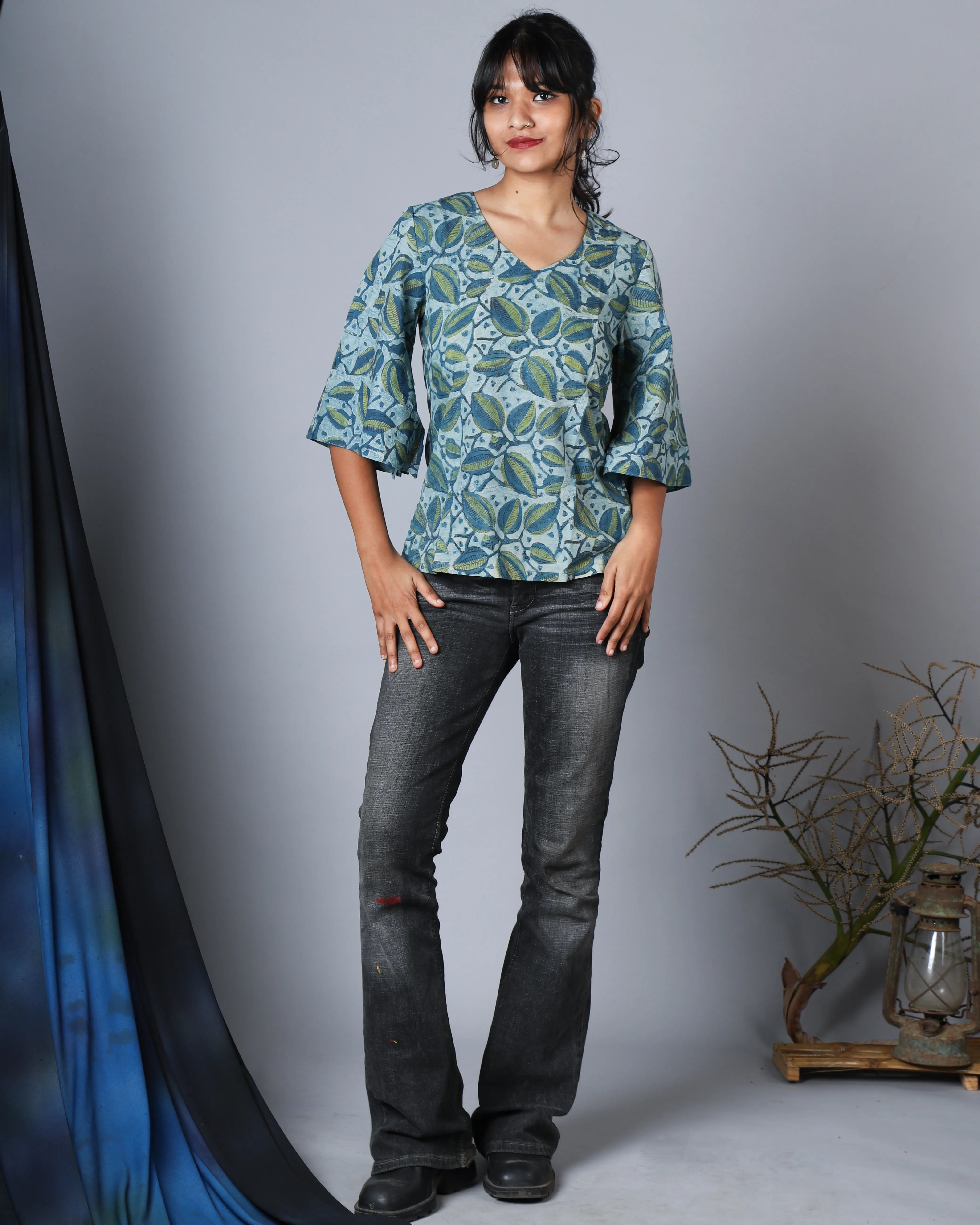 Katun Tanaya Collection - Bagru Print with Classic Bell Sleeves