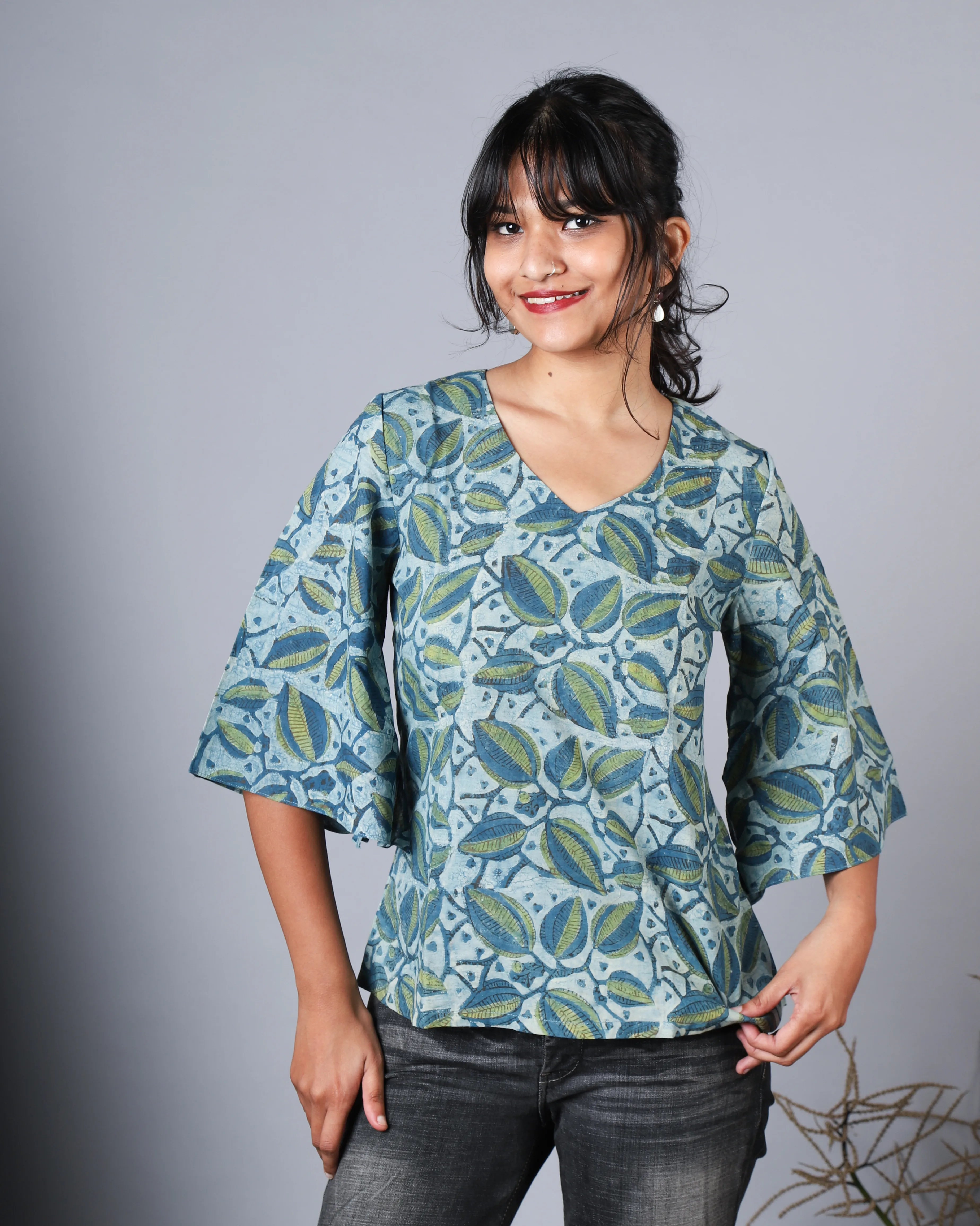 Katun Tanaya Collection - Bagru Print with Classic Bell Sleeves