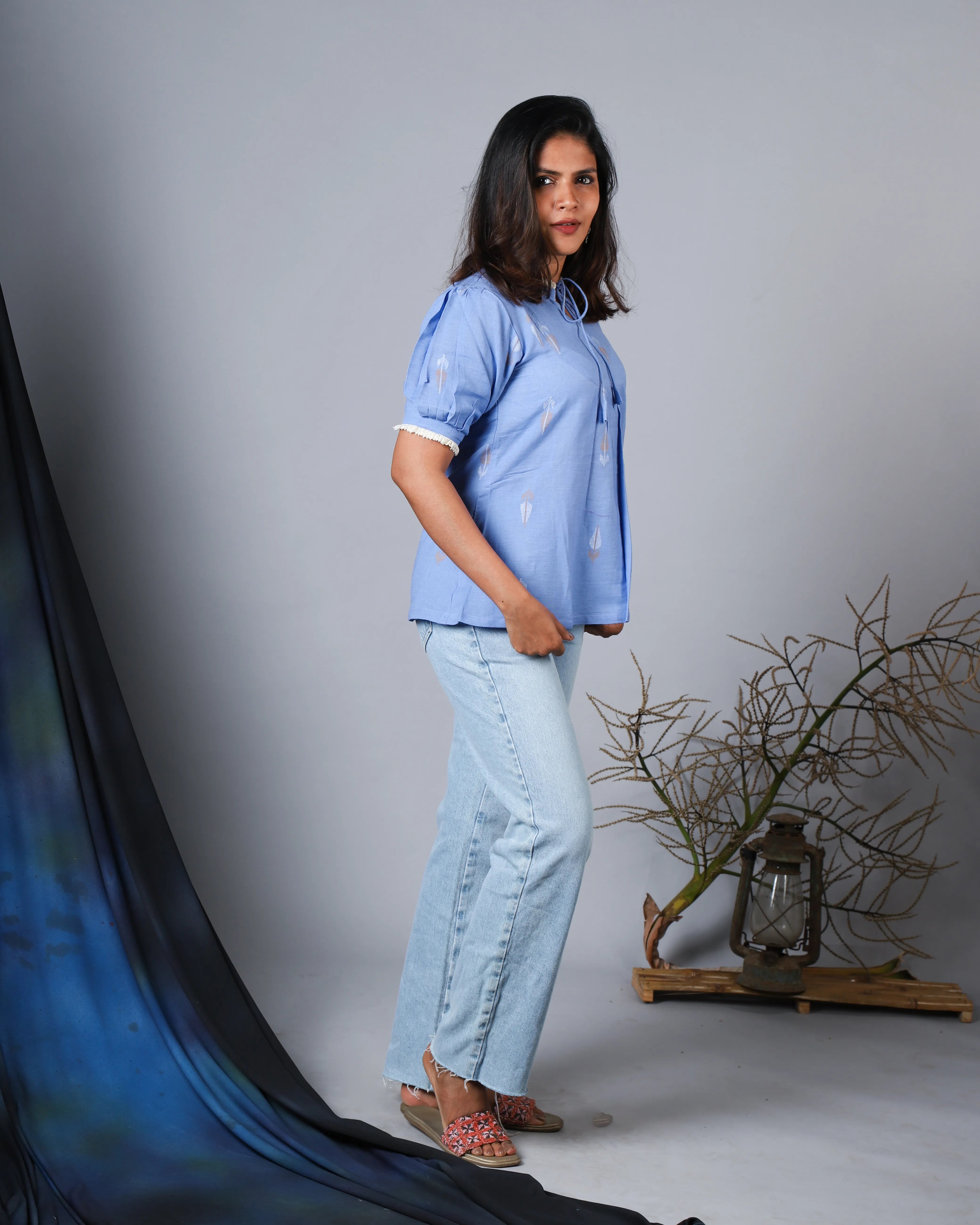 Katun Aadhya Collection - Khadi Jamdani from West Bengal with Crochet Lace Detailing
