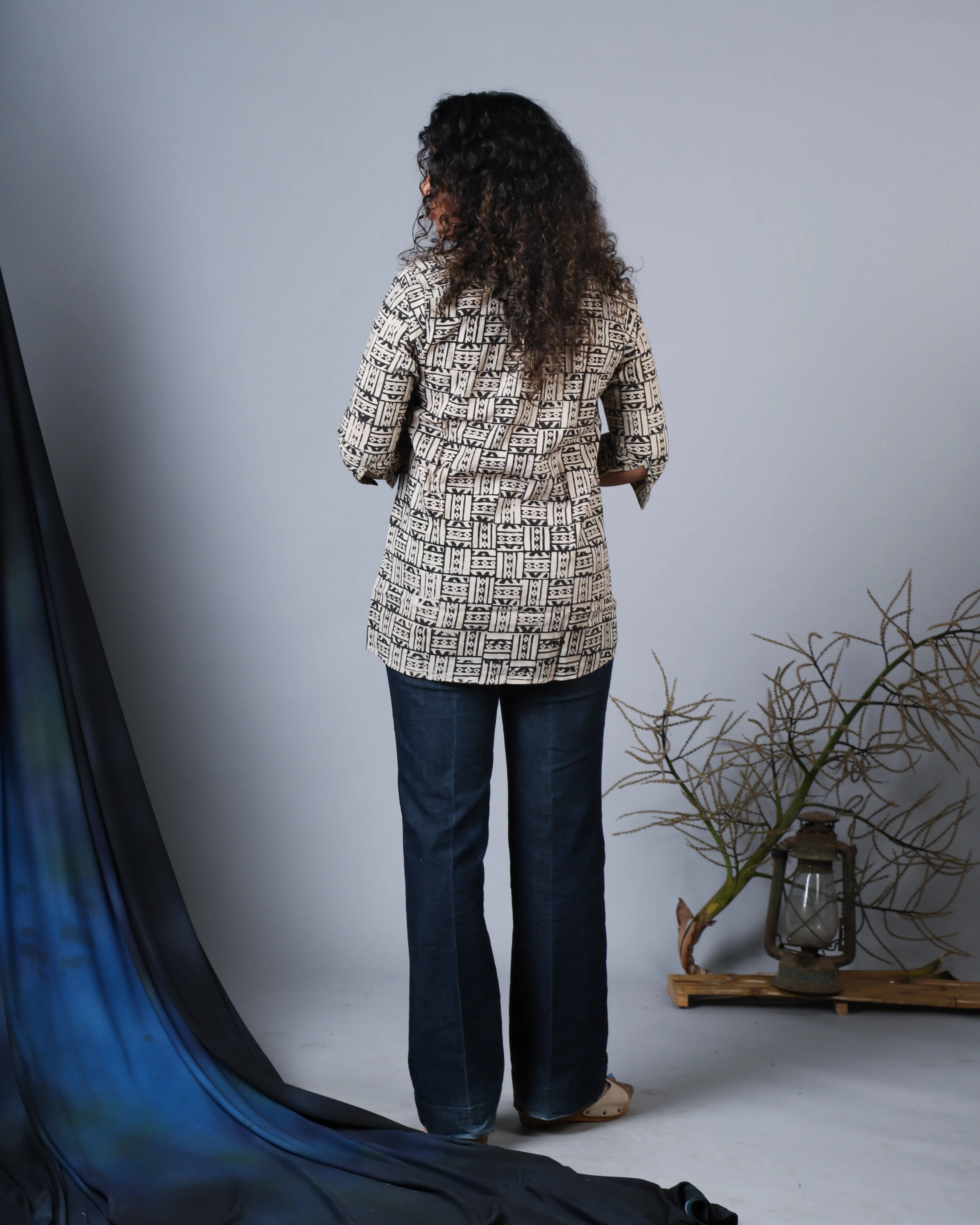 Katun Chaitra Collection - Kalamkari Cotton Fabric with Turn-Off Sleeves