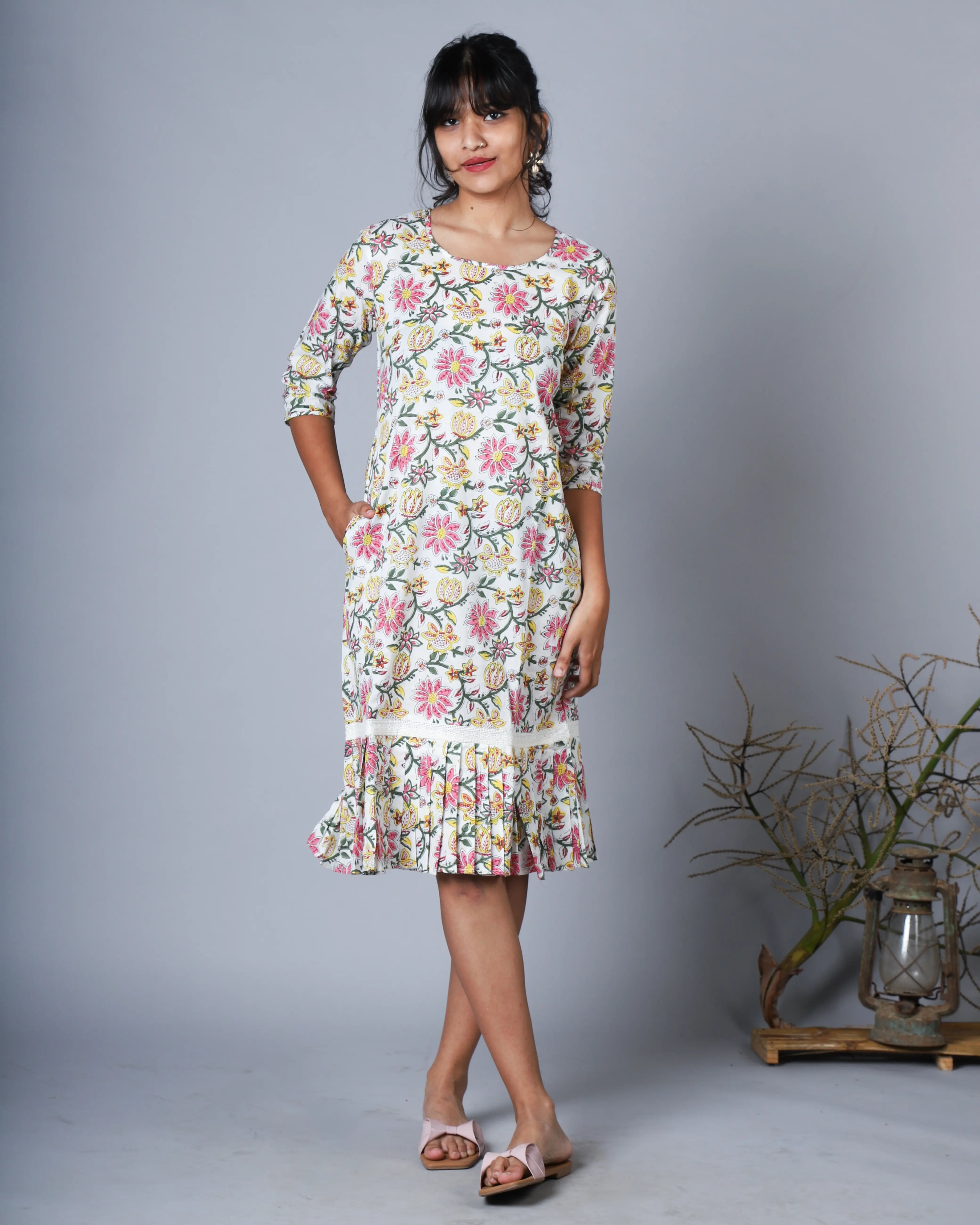 Katun Arpita Collection - Sanganeri Print with Hakoba Lace Detailing