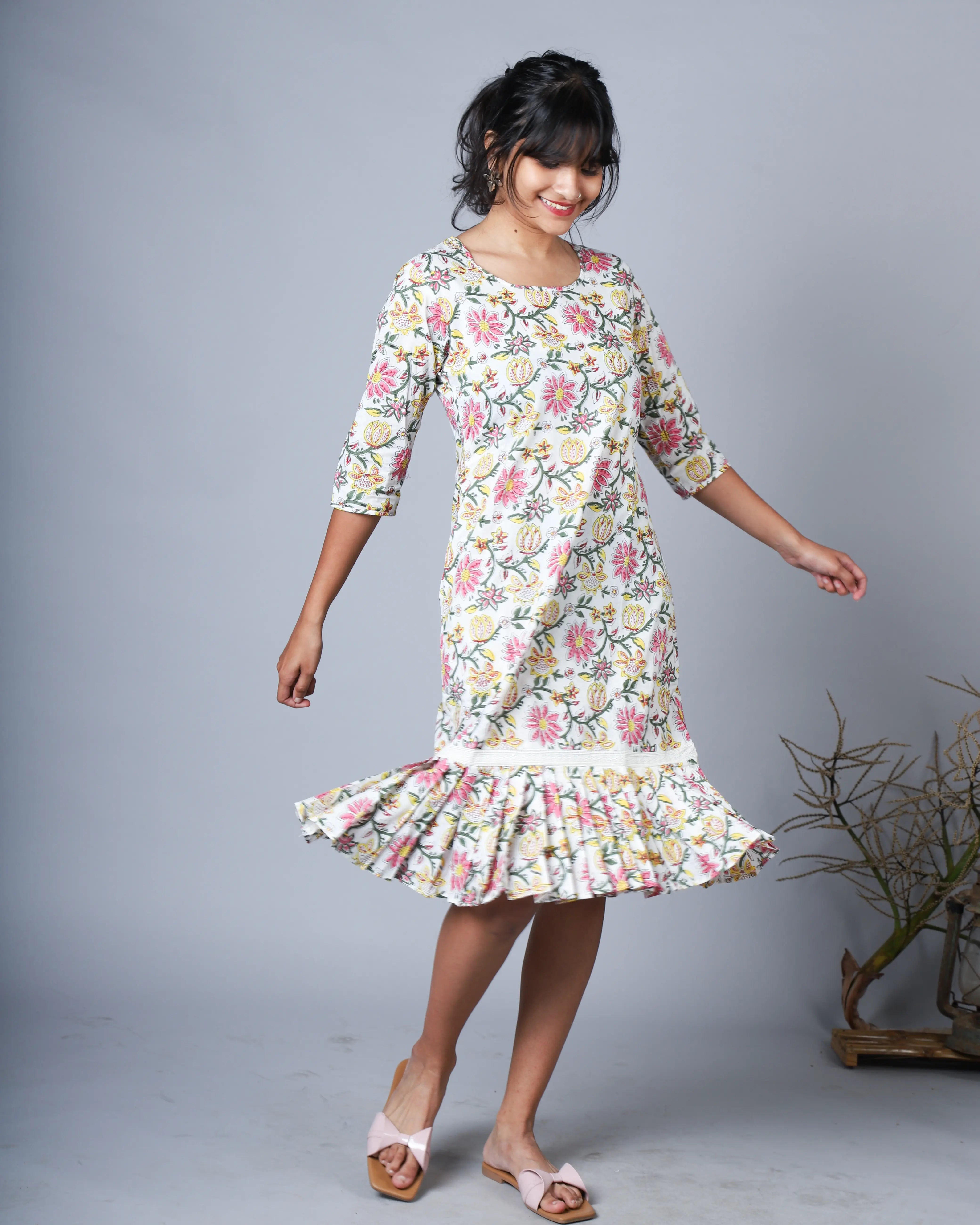 Katun Arpita Collection - Sanganeri Print with Hakoba Lace Detailing