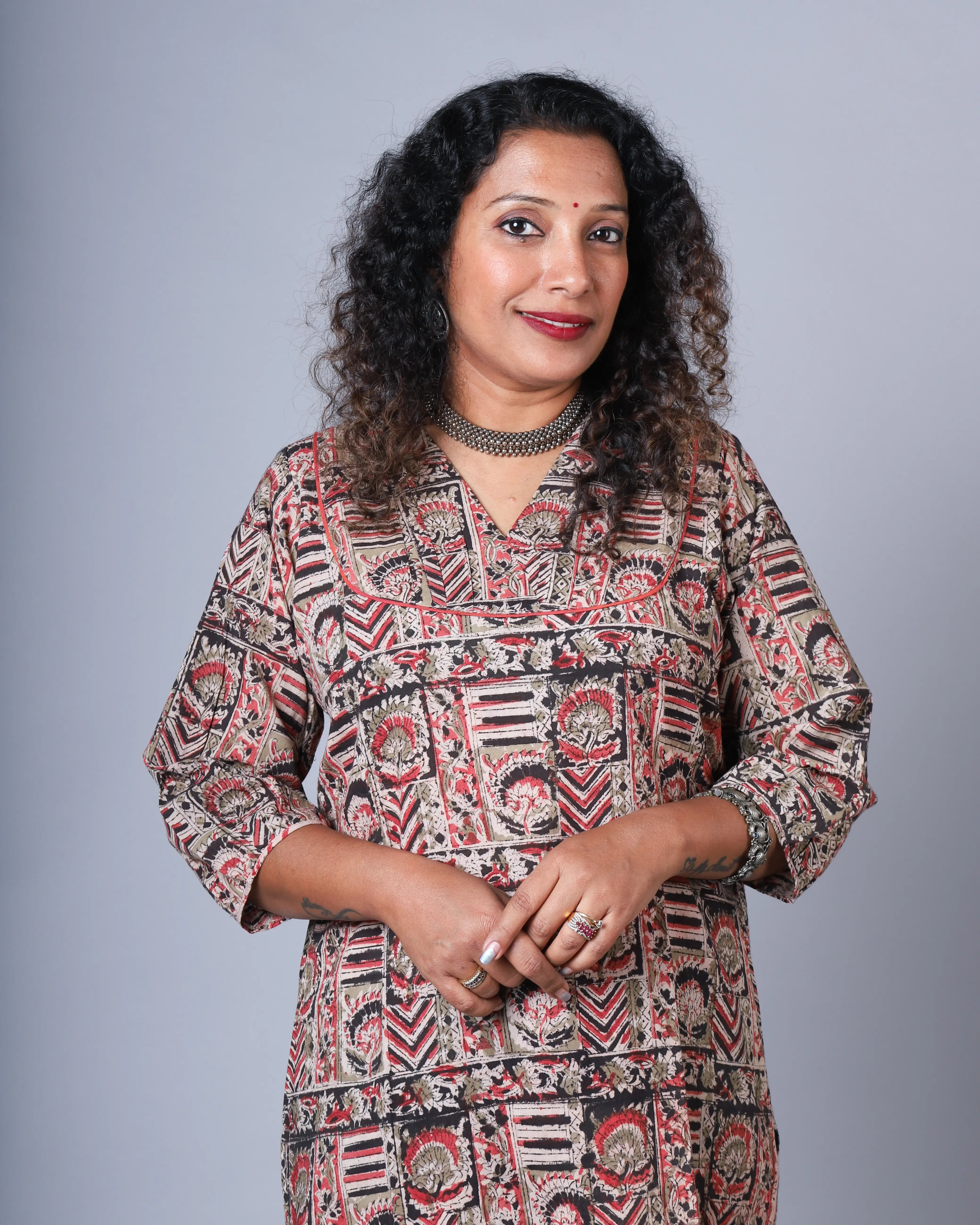 Katun Chaitra Collection - Kalamkari Block Print with Round Neckline