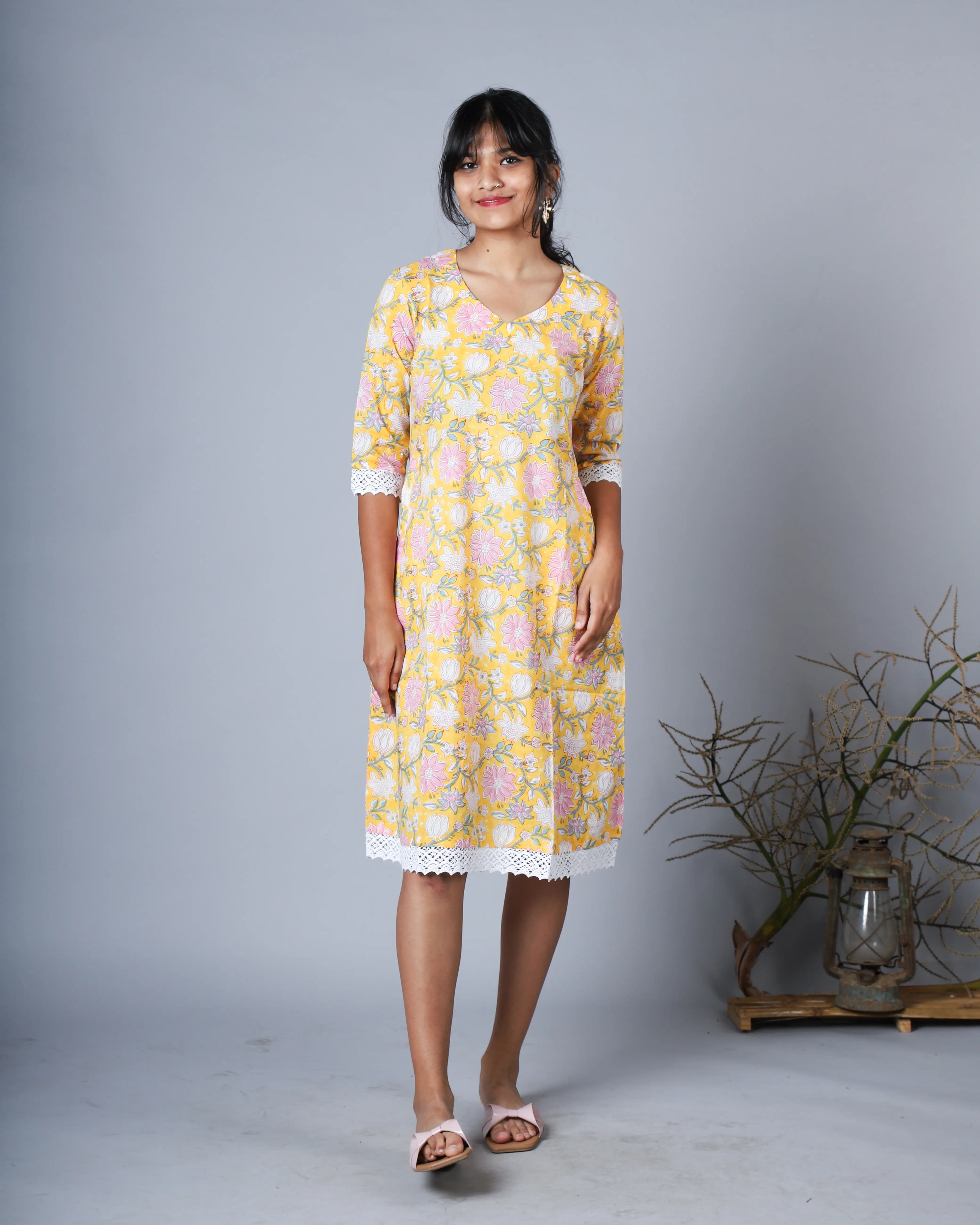 Katun Arpita Collection - Jaipur Print with Front Packet & Crochet Detailing