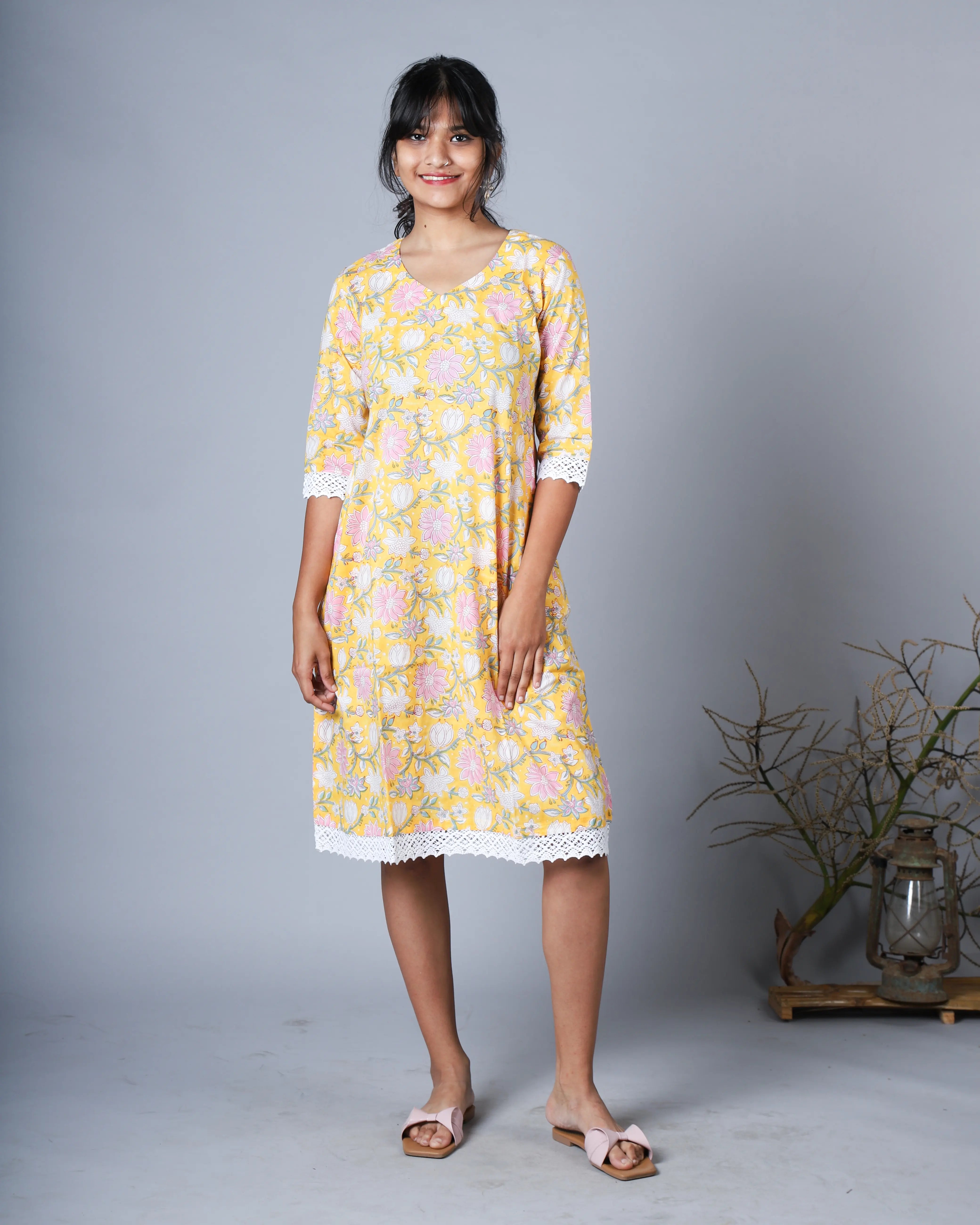 Katun Arpita Collection - Jaipur Print with Front Packet & Crochet Detailing