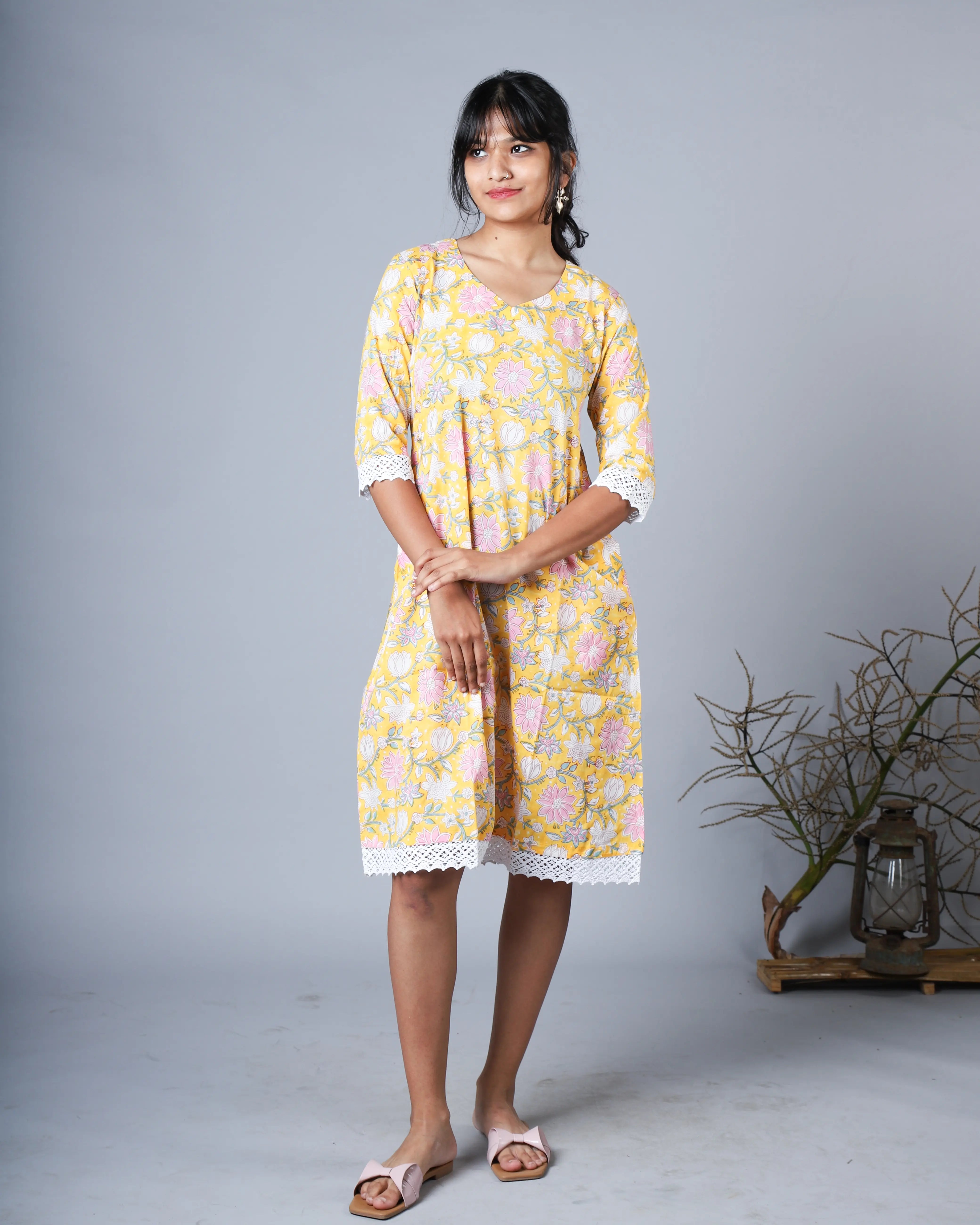 Katun Arpita Collection - Jaipur Print with Front Packet & Crochet Detailing