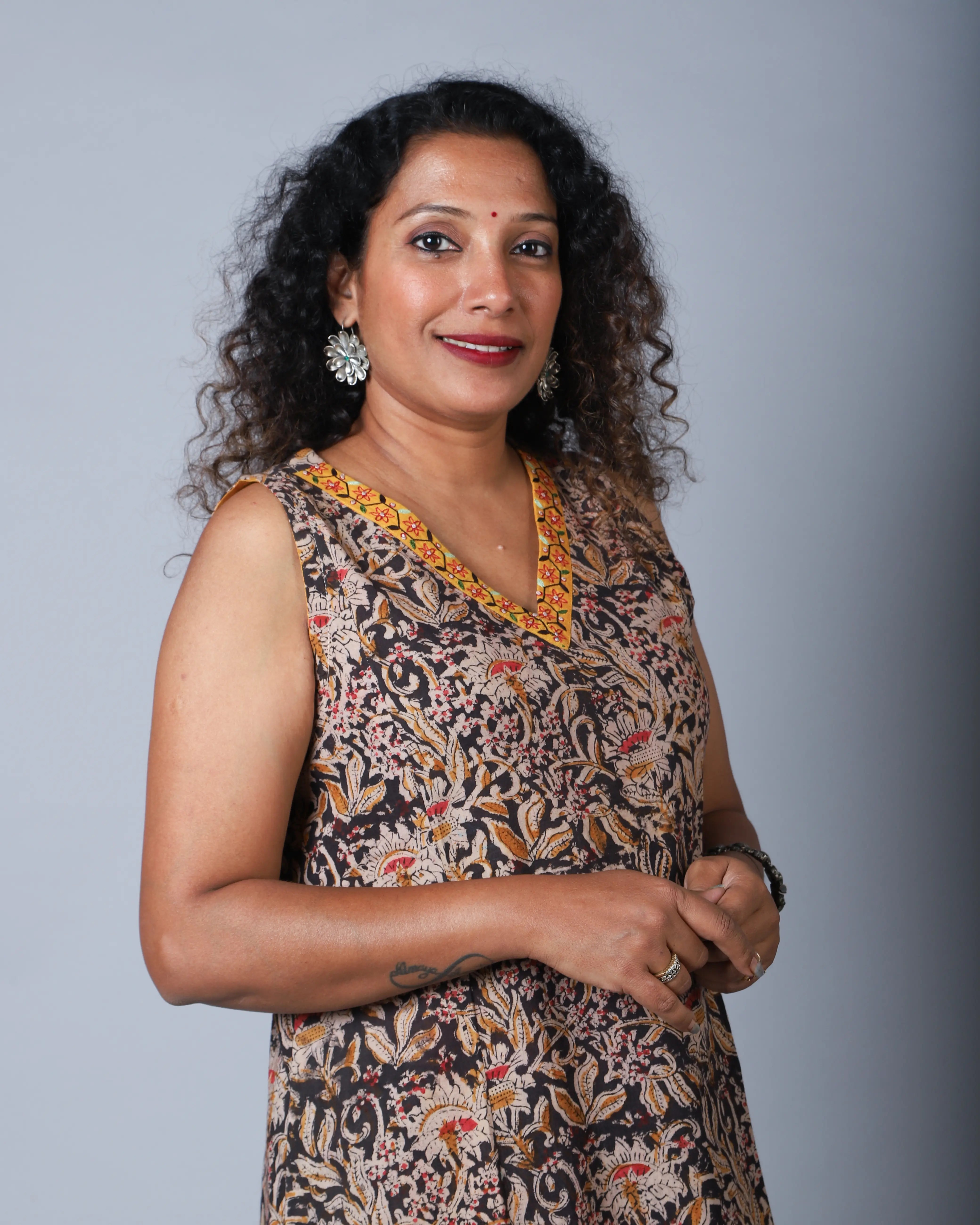 Katun Chaitra Collection - Kalamkari Block Print with Hand Embroidery on Neckline