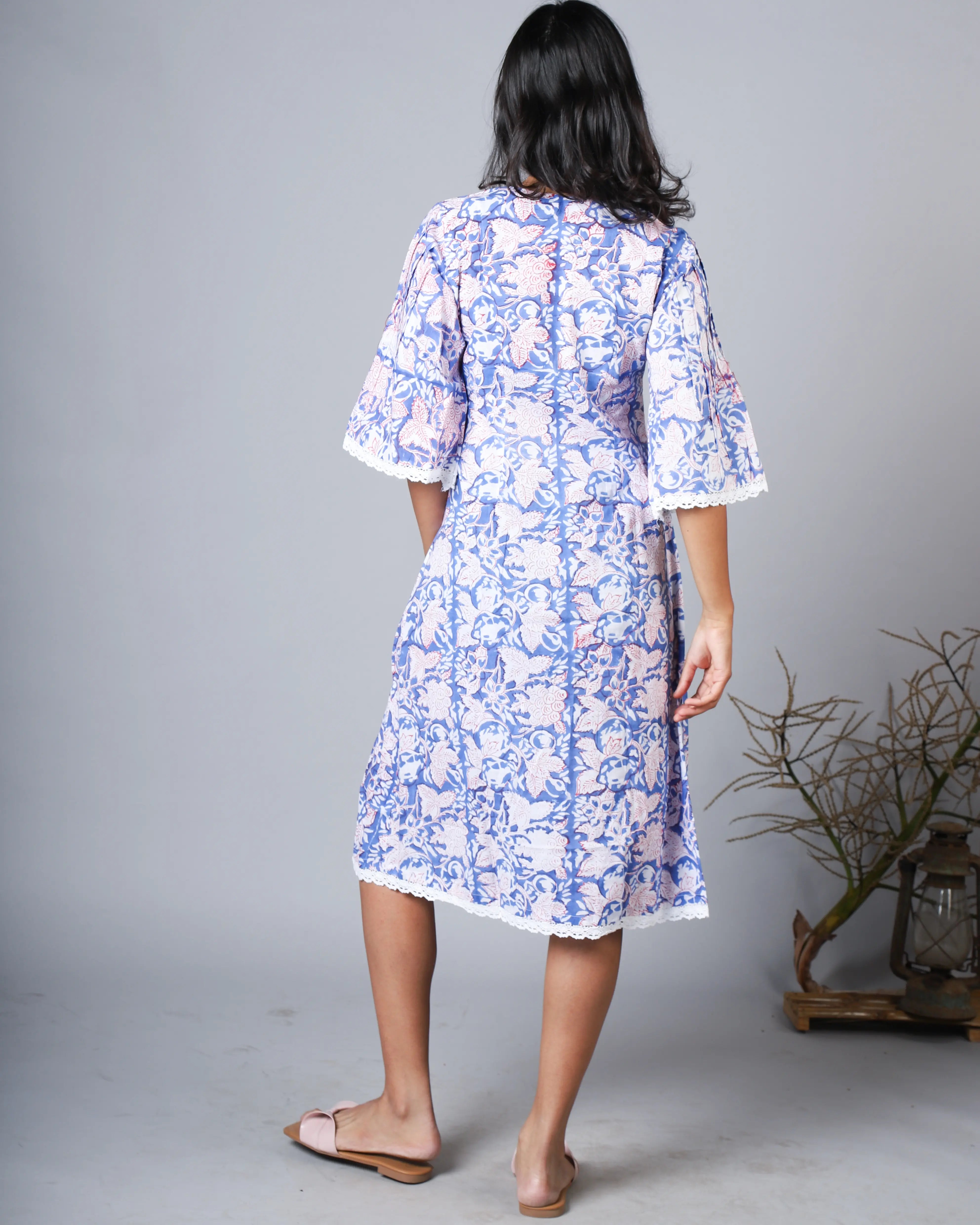 Katun Arpita Collection - Sanganeri Print with Delicate Crochet Lace