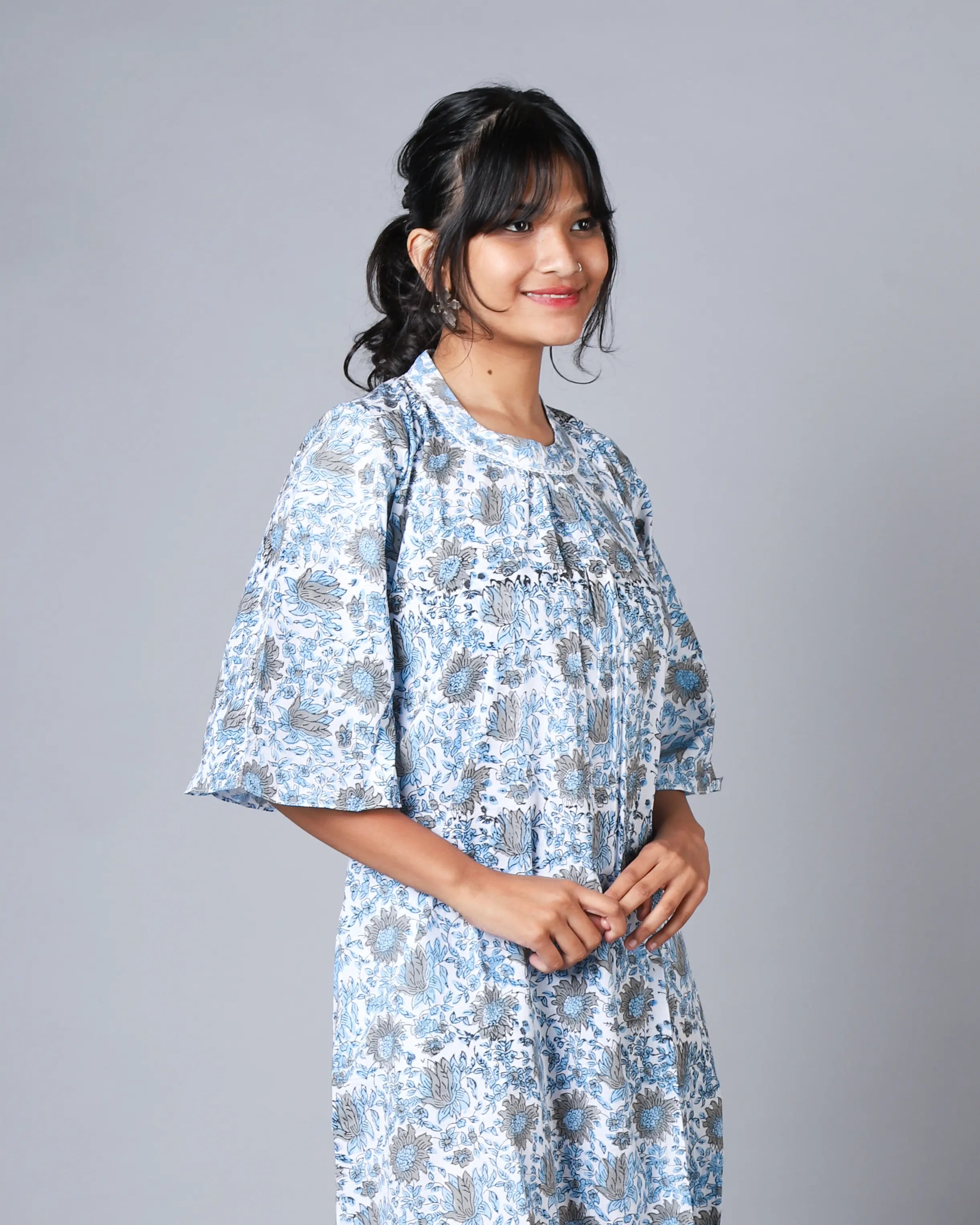 Katun Arpita Collection - Sanganeri Print with Delicate Crochet Lace