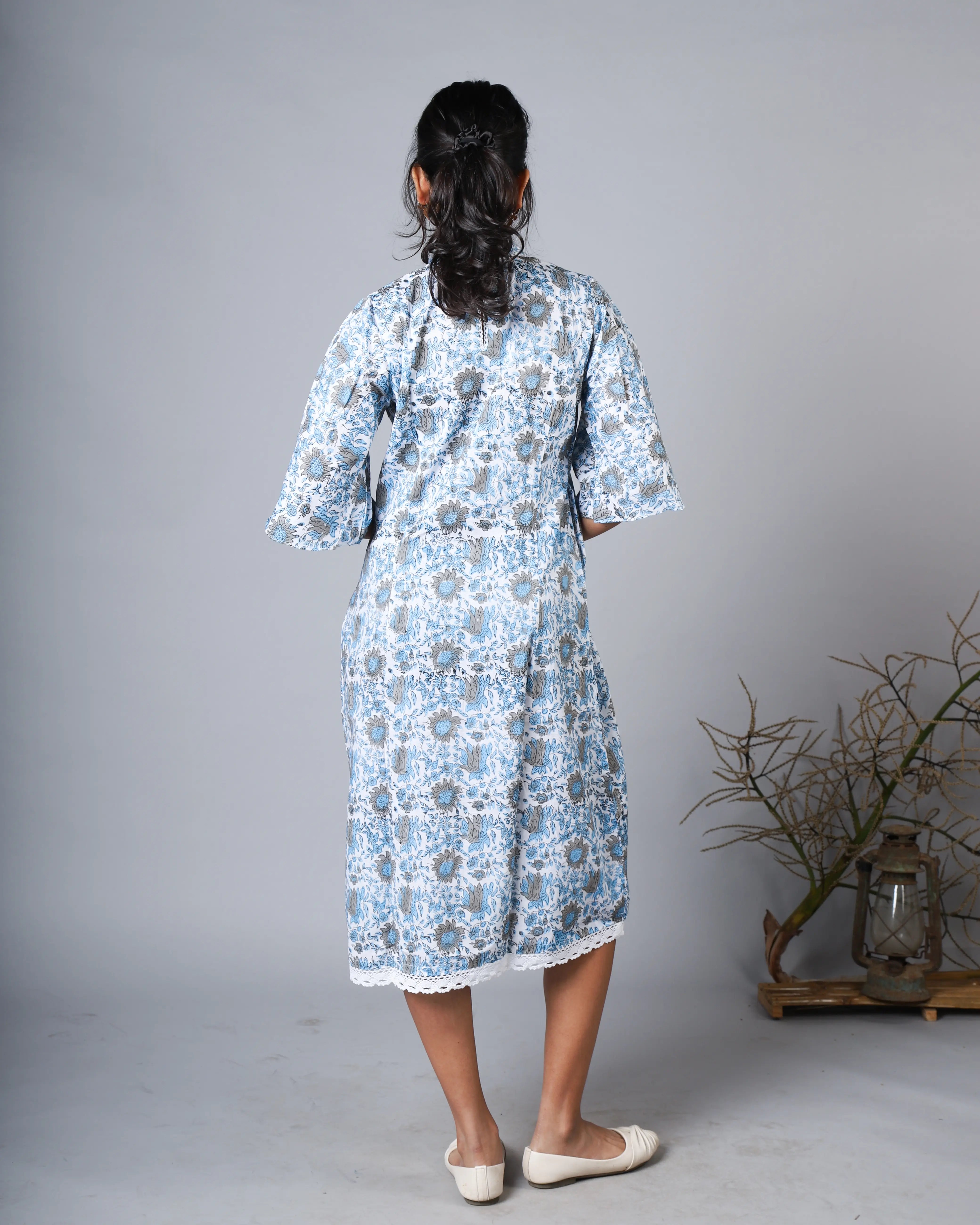 Katun Arpita Collection - Sanganeri Print with Delicate Crochet Lace