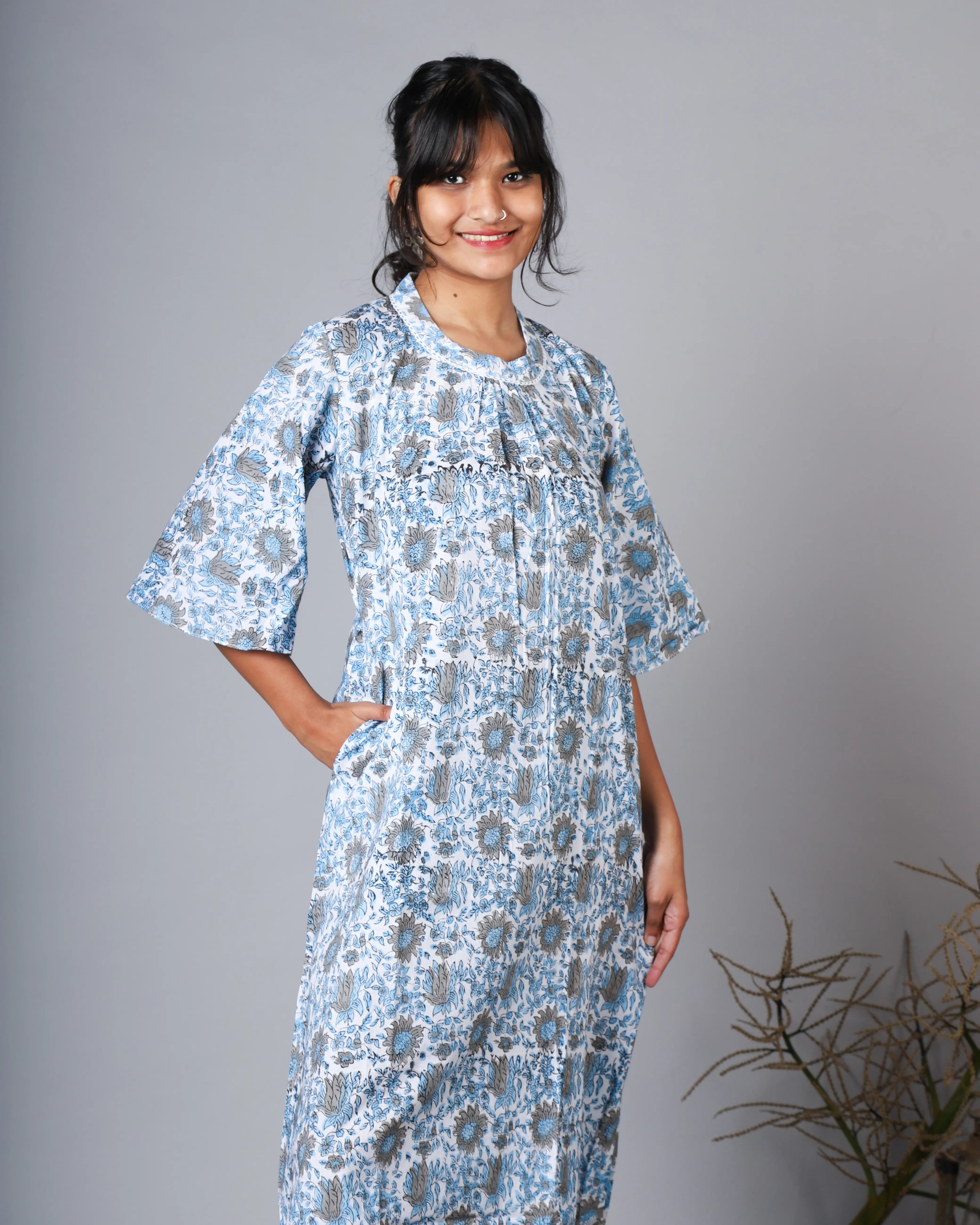 Katun Arpita Collection - Sanganeri Print with Delicate Crochet Lace